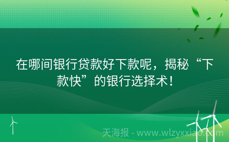 在哪间银行贷款好下款呢，揭秘“下款快”的银行选择术！