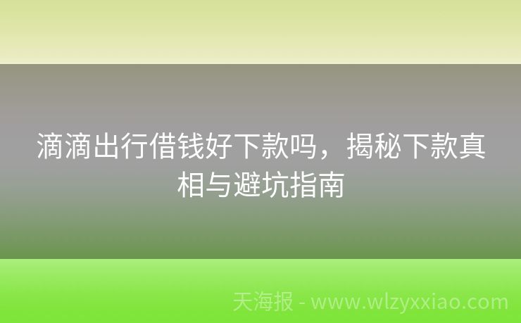 滴滴出行借钱好下款吗，揭秘下款真相与避坑指南