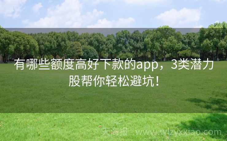 有哪些额度高好下款的app，3类潜力股帮你轻松避坑！