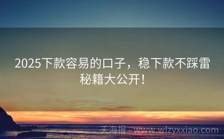 2025下款容易的口子，稳下款不踩雷秘籍大公开！