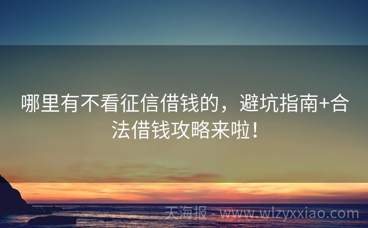 哪里有不看征信借钱的，避坑指南+合法借钱攻略来啦！