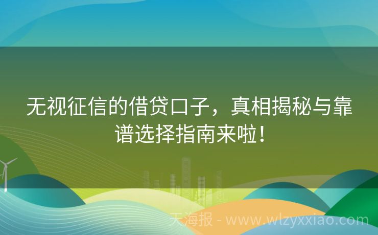 无视征信的借贷口子，真相揭秘与靠谱选择指南来啦！