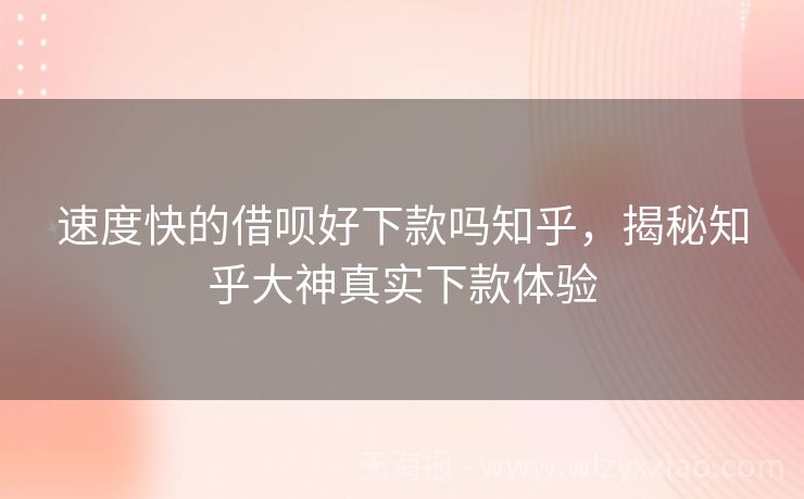 速度快的借呗好下款吗知乎，揭秘知乎大神真实下款体验