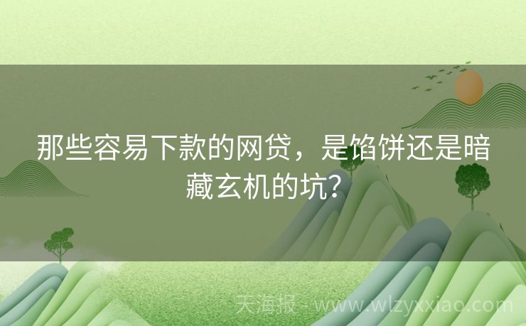 那些容易下款的网贷，是馅饼还是暗藏玄机的坑？