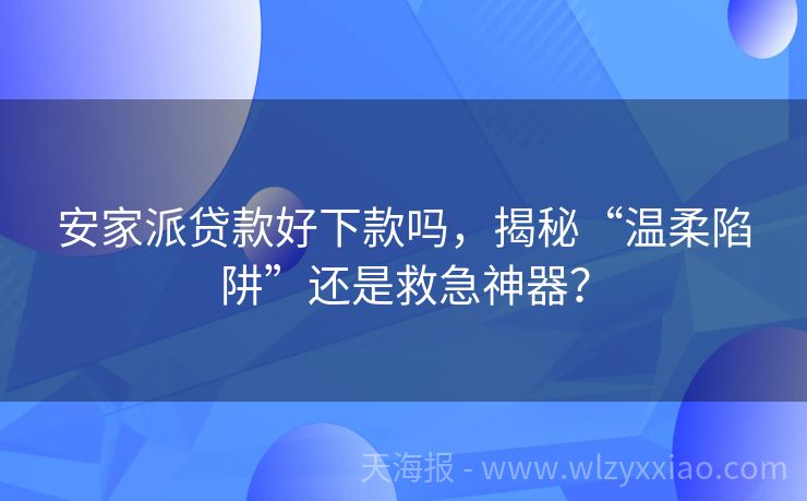 安家派贷款好下款吗，揭秘“温柔陷阱”还是救急神器？