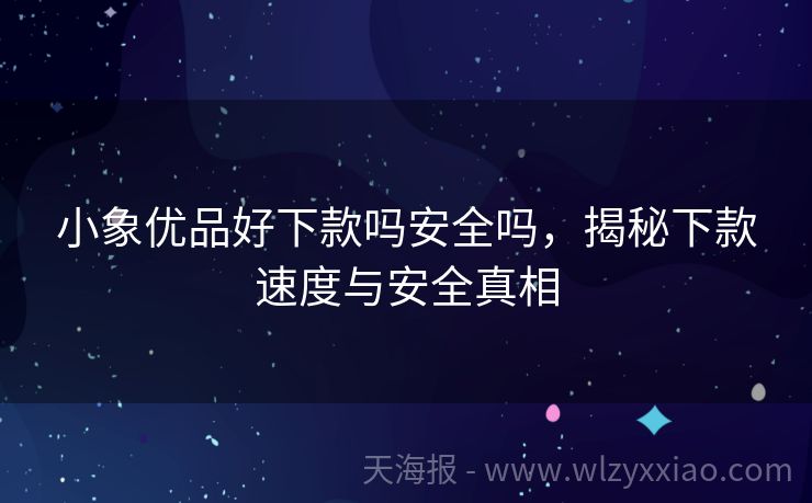 小象优品好下款吗安全吗，揭秘下款速度与安全真相