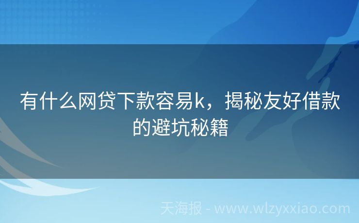 有什么网贷下款容易k，揭秘友好借款的避坑秘籍
