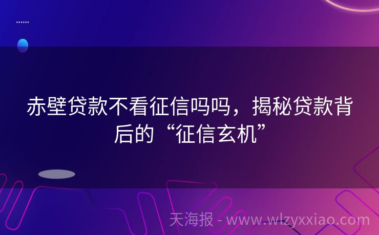 赤壁贷款不看征信吗吗，揭秘贷款背后的“征信玄机”