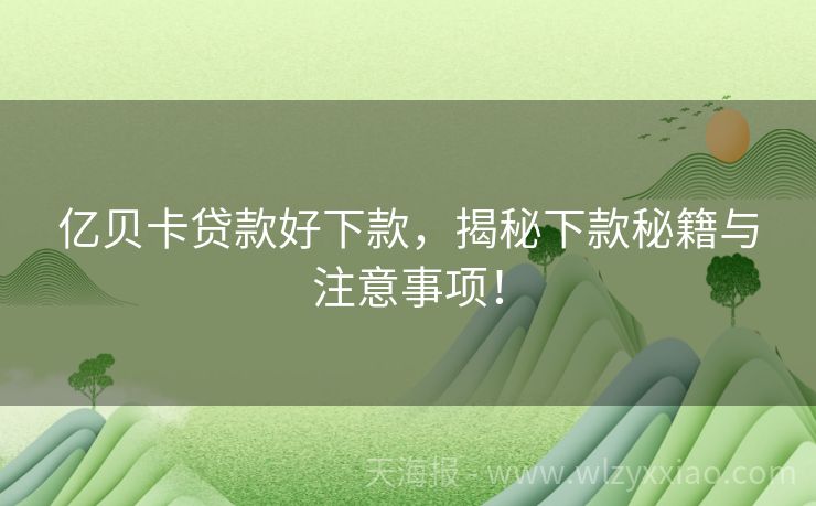 亿贝卡贷款好下款，揭秘下款秘籍与注意事项！