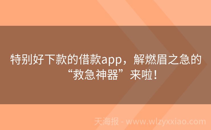 特别好下款的借款app，解燃眉之急的“救急神器”来啦！