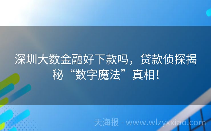 深圳大数金融好下款吗，贷款侦探揭秘“数字魔法”真相！