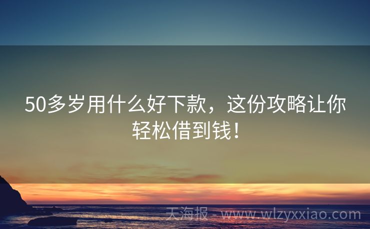 50多岁用什么好下款，这份攻略让你轻松借到钱！
