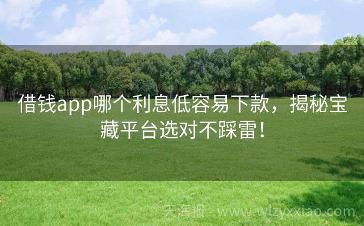 借钱app哪个利息低容易下款，揭秘宝藏平台选对不踩雷！