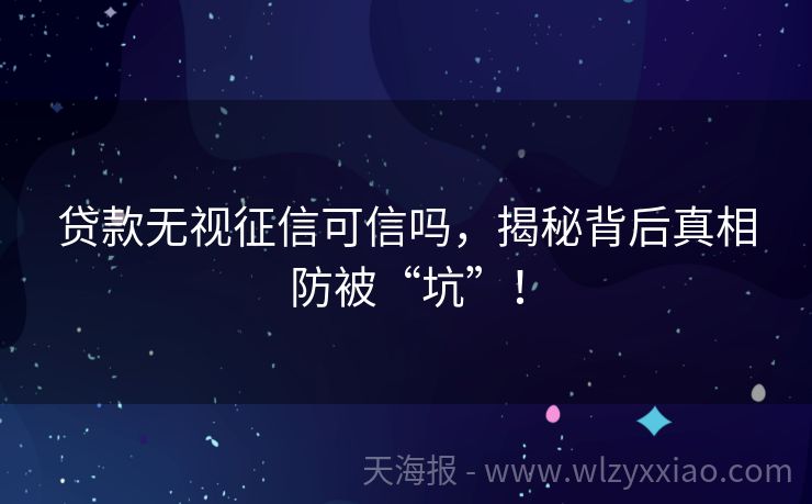 贷款无视征信可信吗，揭秘背后真相防被“坑”！