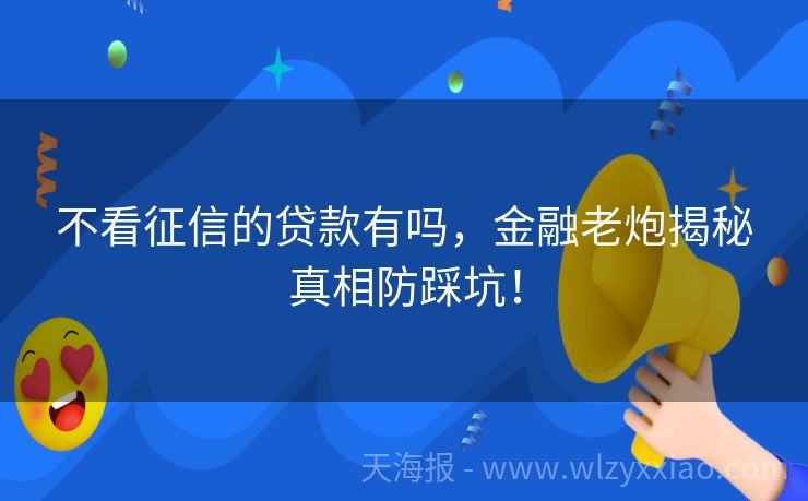 不看征信的贷款有吗，金融老炮揭秘真相防踩坑！