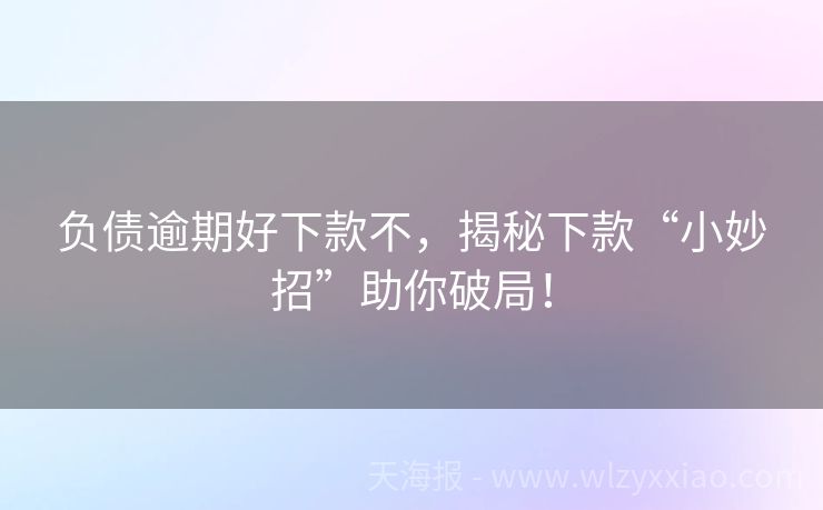 负债逾期好下款不，揭秘下款“小妙招”助你破局！