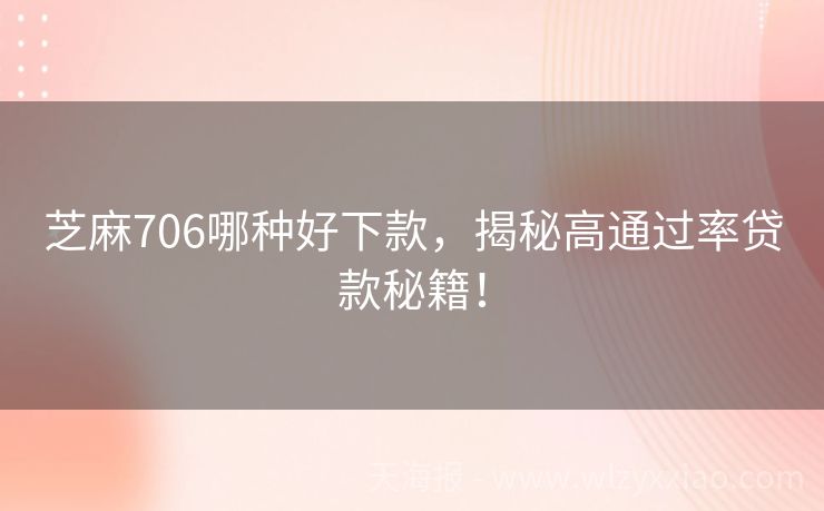 芝麻706哪种好下款，揭秘高通过率贷款秘籍！