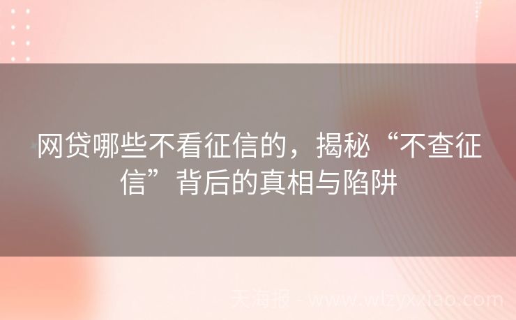 网贷哪些不看征信的，揭秘“不查征信”背后的真相与陷阱