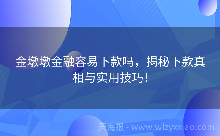 金墩墩金融容易下款吗，揭秘下款真相与实用技巧！