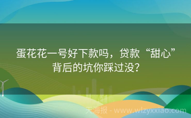 蛋花花一号好下款吗，贷款“甜心”背后的坑你踩过没？
