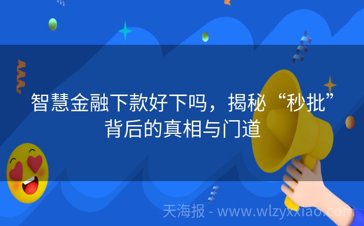 智慧金融下款好下吗，揭秘“秒批”背后的真相与门道