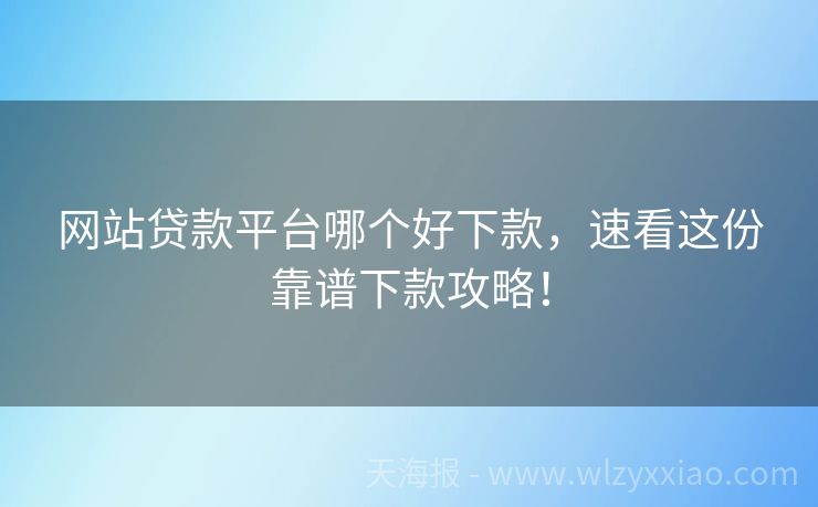 网站贷款平台哪个好下款，速看这份靠谱下款攻略！