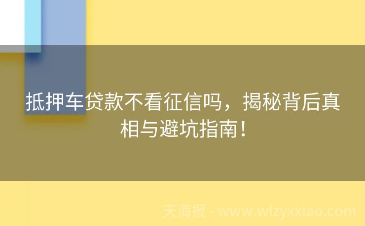 抵押车贷款不看征信吗，揭秘背后真相与避坑指南！