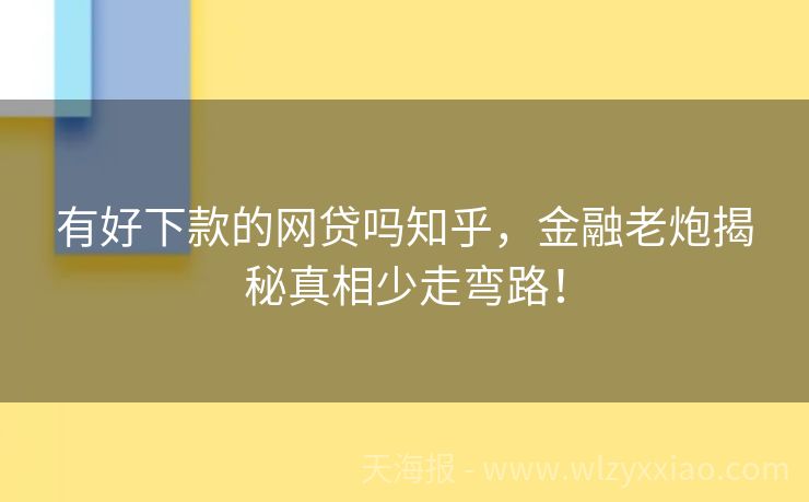 有好下款的网贷吗知乎，金融老炮揭秘真相少走弯路！