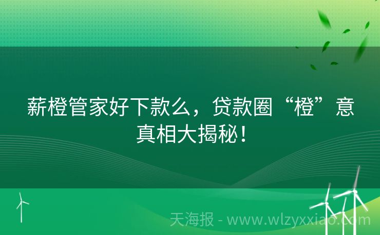 薪橙管家好下款么，贷款圈“橙”意真相大揭秘！