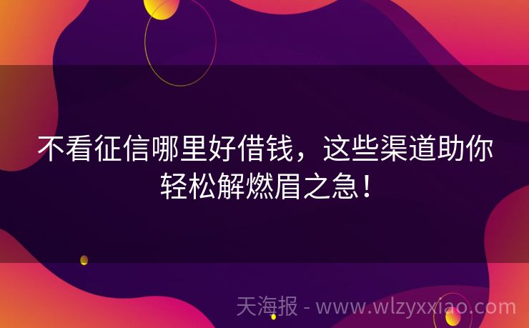 不看征信哪里好借钱，这些渠道助你轻松解燃眉之急！