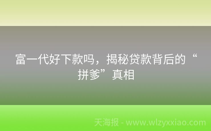 富一代好下款吗，揭秘贷款背后的“拼爹”真相