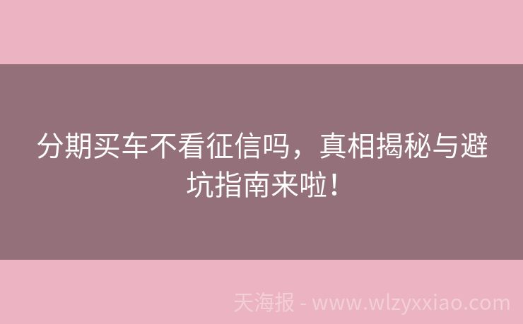 分期买车不看征信吗，真相揭秘与避坑指南来啦！