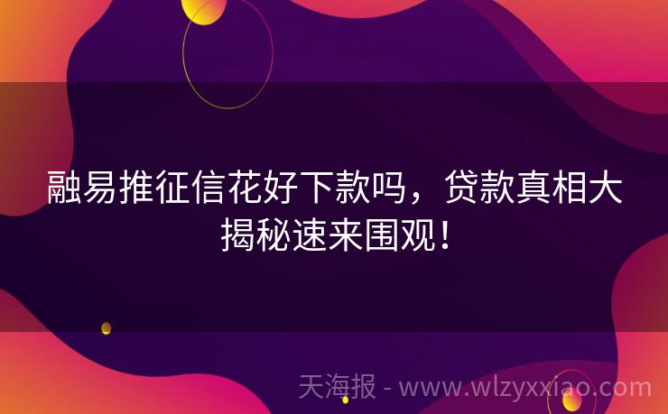 融易推征信花好下款吗，贷款真相大揭秘速来围观！