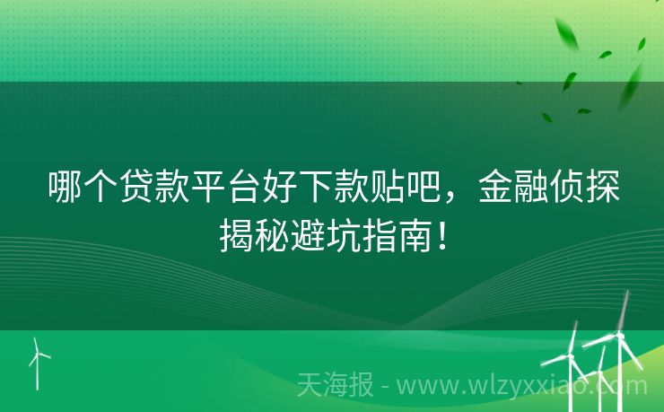 哪个贷款平台好下款贴吧，金融侦探揭秘避坑指南！